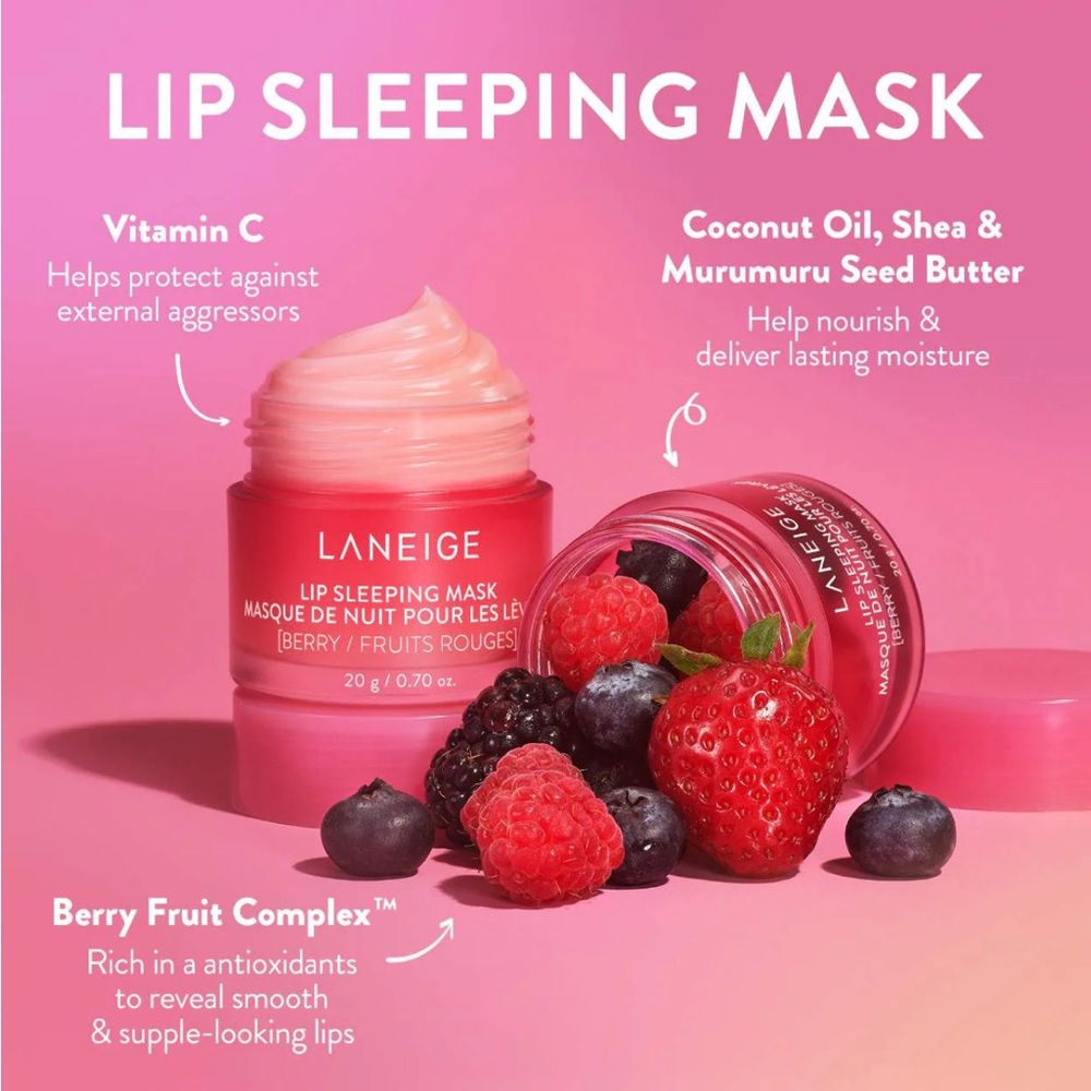 NEW LANEIGE Lip Sleeping Mask in Original Berry Full Size Retail - Picture 4 of 6